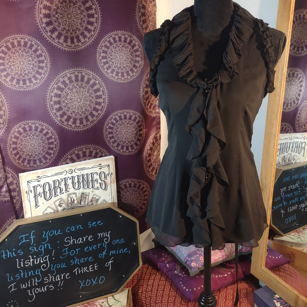 Flouncy Ruffled Sheer Top with tie back Boston Proper